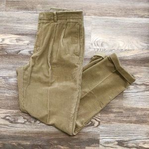 Cutter & Buck Tan Pleated Cotton Corduroy Straight Leg Cuffed Pants 34x32